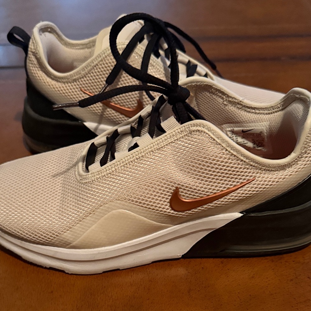 Nike Women's Beige Mesh Athletic Sneakers with Copper Swoosh
